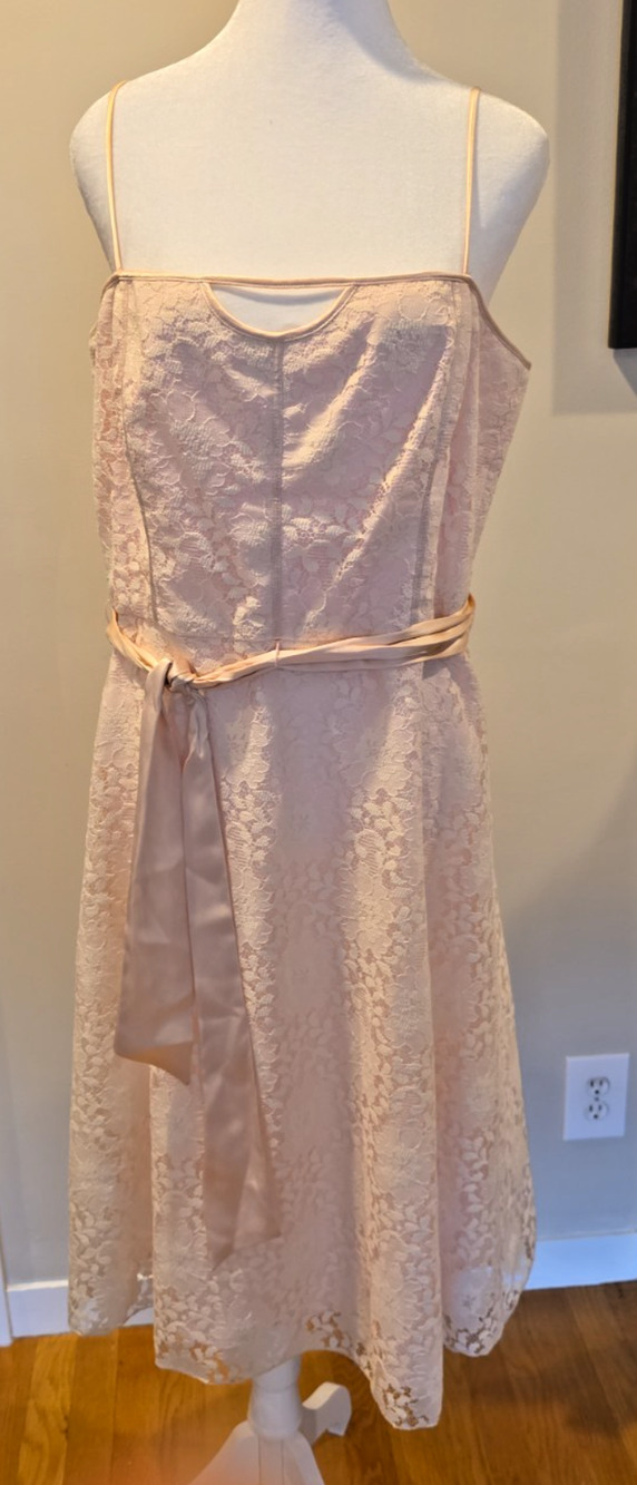 Laundry by Shelli Segal Vtg Pink Silk Lace Midi Dress Coquette Romantic 14
